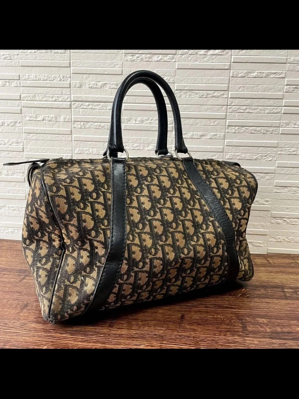 Dior Monogram Satchel in Black and Brown